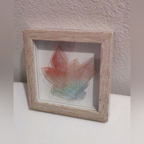 Target Layered Glass Crystals Artwork - Rustic Wooden Frame” - Picture 1 of 1